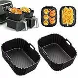 HONYAO Heißluftfritteuse Zubehör für Dual Zone Airfryer, 2 Stück Airfryer Silikonform BPA Frei Silikon Einsätze Backform kompatibel mit Ninja AF300EU AF400EU und Anderen Dual Zone Fritteuse
