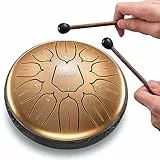 Steel Tongue Drum 6 Inch 11 Notes, LEKATO Steel Drum D Major Beginner Drum Percussion Musical Education Zen Meditation Yoga, Christmas Gift for Adult& Children