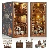 Tlater Book Nook Kit - Puppenhaus Bausatz mit LED-Beleuchtung, Magische Nacht Thema Buch Nook Kits, 3D Holz Bücherregal Puzzle Booknook einfügen Dekor Handwerk für Erwachsene Teenager Geschenke