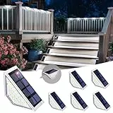 Solpex Solar-Stufenleuchten, 6er-Pack, Treppenleuchten, Wasserdichte Außenleuchten für Terrasse, Veranda, Innenhof, Zaun, Garten, Dachrinne, Gehweg, Hof (Kaltweiß, Weiß)
