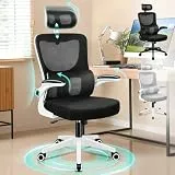 ALFORDSON Bürostuhl Mesh Chefsessel Ergonomischer Schreibtischstuhl,Wippfunktion, Drehstuhl Besprechungsstuhl Neigungswinkel,Breite Rückenstütze, 180 kg belastbar, 360° Drehstuhl, Schwarz Weiß