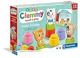 Clementoni Soft Clemmy Spielset mit Buch 17849 – Tiere entdecken mit 6 weichen Bausteinen & 3 Figuren – Sensorik-Spielzeug für Babys ab 6 Monaten – Made in Italy – Geschenkidee Kleinkind