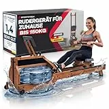 Rudergerät für Zuhause mit Wasser- oder Magnetwiderstand, bis 150 kg, LED-Display, App kompatibel, Dual Slide Rail, leise, ergonomischer Sitz, Ganzkörpertraining, vertikal verstaubar, PROwer/WRX500