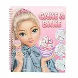 Depesche 13386 TOPModel Cake & Bake - Malbuch mit Pailletten, mit 32 Seiten zum Gestalten von Model- und Back Motiven, inkl. 5 Stickerbogen