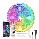 Aitesuo LED Strip 7.5m, RGB LED Streifen mit App-Steuerung und Fernbedienung, Dimmbar Bluetooth Leiste, Musik Sync, LED Band Selbstklebend, Farbwechsel Lichterkette für Zimmer, Party, Gaming Deko
