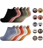 Sporzin Sneaker Socken Damen 39-42 & 35-38, 10 Paar Bunte Lustige Baumwolle Socken für Sneaker Damen mit Fersen-Motiv Stickerei, Alltag und Sport