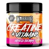 Warrior Kreatin + Multivitamin Pulver 360 g, 80 Portionen – Creatin mit Vitamin A, C, D, E, B-Komplex, Magnesium, Eisen & Zink, Männer & Frauen – Mixed Berry