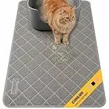 Conlun Katzenklo Matte Katzenstreu Matte, 61 x 43 cm Katzenklo Vorleger, Gitter Netz Streukontrolle Design Katzenklo Unterleger, Wasserdichtes Urinbeständiges Material, Leicht zu Reinigen (Grau)