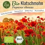 Little Plants BIO Klatschmohn Samen 2000 Mohnsamen Blumensamen für Blumenkübel Samenfest Blumen Samen für Balkon und Garten Klatschmohn Samen Mohnblume