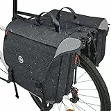Eyein Fahrradtasche für Gepäckträge, Gepäckträgertasche Doppelt - ausziehbar bis 35L, Wasserdichte Fahrradtasche Gepäckträger mit Reflektorstreifen und Griffen, E-Bike-Zubehör für Reisegepäck, 25L-35L