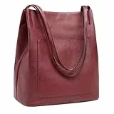 Kattee Schultertaschen aus Leder für Damen weiche Geldbörsen und Handtaschen mit Magnetischem Druckknopfverschluss Oben