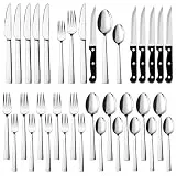 Besteck Set 6 Personen, Herogo 36-teiliges Besteckset mit Steakmesser, Edelstahl Essbesteck Set mit Gabel Messer Löffel für Haus Restaurant, Spülmaschinenfest (Quadrat)