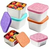 6-teilig Edelstahl Snackbox Set, Kleine Snack-Behälter mit Luftdicht Deckel, 4x 180ml + 2x 60ml Wiederverwendbar Tragbare Kleine Lässig Brotdose für Aufbewahrung von Küchensaucen Snacks Früchten