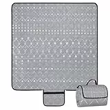 Jopee Picknickdecke Wasserdicht, 200 x 200 cm Isoliert Stranddecke Sandfrei mit Tragegriff, Ultraleicht Tragbare Strandmatte für 4-6 Personen, Picknick Decke für Reisen, BBQ, Camping, Wandern - Grau