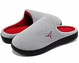 welltree Herren Hausschuhe Damen Haus Weichem Plüsch Memory Foam Winter Indoor Schlafzimmer Warme Baumwolle Schuhe Anti-Slip grau rot 44/45