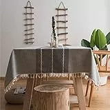 Flei Tabletop Protector 125x210cm, Nordic Style Tischdecke, Waschbare Anti Falten Pflegeleicht Antirutsch, Für Deko Hochzeit Hotel Restaurant Cafe Gastronomie - Grau