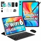 TECLAST Android Tablet 10 Zoll, Tablets mit Tastatur und Stift, 10-Zubehör, 64GB ROM (bis TF 4TB), Octa-Core, 6000mAh, Widevine L1, GPS, WLAN, BT 5.4, OTG, Type-c Anschluss für Familien/Studenten