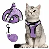FAYOGOO Katzengeschirr mit Leine Set Ausbruchsicher Verstellbar Brustgeschirr für Katzen und Kitten Soft Harness mit Klettverschluss Katzenleine Schleppleine