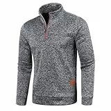 Half Zip Pullover Herren Ohne Kapuze Männer für Solid Arbeitspullover Oversize Winter Sport Arbeitspullover Sweater Men (DE/NL/SE/PL, Alphanumerisch, XL, Regular, Regular, Schwarzgrau)