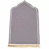 Greatfool Muslimischer Gebetsteppich für Islamische Gebetsteppich – Muslimischer Gebetsteppich dick und bequem für Damen und Herren Muslim - Gebetsteppich Islam - Grau