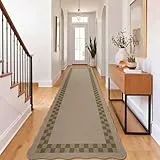 Homcomodar Teppich Läufer Flur 80x300cm Läufer Flur Küchenläufer rutschfest Teppich für Küche, Korridor,Schlafzimmer, Balkon Jute-Look Indoor Outdoor Läufer Waschbar（Braun-Gitter）