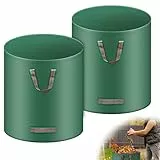 2X 500L Gartenabfallsack Laubsack, Groß Robust Gartensack Extra Stabil Selbststehend Garten Sack Abfallsack Faltbar aus Polypropylen-Gewebe 150GSM für Gras Laub Hecke Gartenabfall