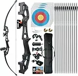 Recurvebogen Pfeil und Bogen Erwachsene Set 30lb 40lb Sportbogen Anfänger Rechtshänder Bogenschießen Jagd Langbogen mit 12 Pfeil (schwarz, Rechte Hand, 40, Pfund)