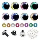 TOAOB 32 Stück Sicherheitsaugen Puppenaugen Glitzer 16 mm Kunststoff Basteln Augen Bunt Knopfaugen mit Unterlegscheiben für Häkeltiere Puppe Marionette Plüschtier Teddyaugen