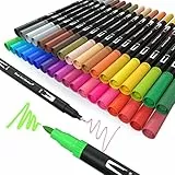 Jnyan Filzstifte Dual Brush Pinselmarker, 36 Farben Feine Spitze & Pinselspitze für Erwachsene und Kinder–Zum Ausmalen, Zeichnen, DIY-Projekte, Journaling, Scrapbooking und Schulbedarf