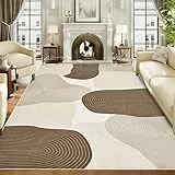 Alishomtll Teppich Wohnzimmer 120x170cm, Schlafzimmer Waschbar Antirutschmatte Teppich, Weicher Kurzflor Moderne Geometrische Linien Pflegeleicht Langlebig Groß Rechteckig Rugs Braun