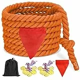 CWLAKON CWLAKON Sport-Tages-Set, Tauziehen für Kinder und Erwachsene, Outdoor-Garten, Feldtag, Geburtstag, Partyspiele, Außenhof, Hinterhof, Rasen, Familientreffen, Karnevalsspiel (Orange, 12 m)
