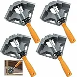 4 Stück Winkelspanner 90 Grad, Aluminium-Legierung Eckspanner, Mit Swing Kiefer, Single Handle, Winkelzwinge für Holzbearbeitung, Engineering Holzbearbeitung Fotorahme (4 Stück)