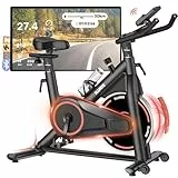SLUNSE Heimtrainer Fahrrad mit App, Leises Hometrainer mit Verbessertem LCD-Monitor, Ergometer Spinning Bike Indoor mit Verstellbarem Widerstand, Fitnessbike bis 180KG für Kardio-Training zu Hause