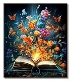 LZLHDE Malen Nach Zahlen Erwachsene Blumen, Paint by Numbers Knitterfreie Leinwand Bilder, diy GemäLde Kit mit Pinsel und Acrylfarbe Als Geschenk für Wanddeko Groß 40x50cm