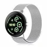 PaceBid Armband Kompatibel mit Google Pixel Watch 4/3 45mm, Metall Edelstahl Magnetisch Ersatzband Herren Damen Klassisches Verstellbarer Uhrenarmband für Google Pixel Watch 3/4 45mm - Silber
