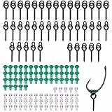FYSL Angelhaken Set - 140 Stück mit 40 Stück Gewinde Boilie Köder Schrauben und 100 Stück Stopper, Hook Stops Angelhaken Set, Kreis Oval Köder Jig Haken Angelgerät Zubehör