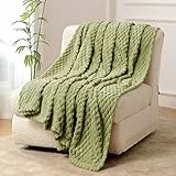 FY FIBER HOUSE Fleece Kuscheldecken, extra weiche Flauschige Decken, leichte, gemütliche Mikrofaser Sofadecke/Wolldecke für Büro, Sessel und Camping, 150x200cm, Salbeigrün