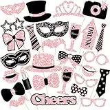 30 Stück Foto Requisiten, Fotobox Accessoires, Party Foto Booth Requisiten Dekoration für Hochzeit, Halloween, Weihnachten, Tischdeko Geburtstag, Karneval, Silvester Deko, Party Dekoration Zubehör