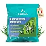 LERAVA Rasendünger Frühjahr (185m²) - Stickstoffdünger NPK mit Langzeitwirkung - Mineralischer Frühjahrsdünger für dichten grünen Rasen - Fördert Wachstum & Regeneration - Rasenpflege Dünger 4,6kg