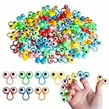 100 Stücke Augen Finger Spielzeug, Farbe Eye Ring Fingerpuppen, Augen Fingerpuppen Spielen für Kinder, Pädagogisches Fingerspielzeug, Partygeschenke für Jungen und Mädchen (Gelegentliche Farbe)