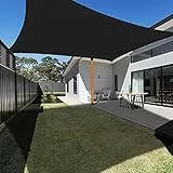 Ankuka Sonnensegel Wasserdicht 4x5m Schwarz Sonnensegel Rechteckig mit Seile 98% UV Schutz Geeignet für Garten Terrasse und Camping