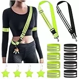 ZEXUPORIUM 14 Stück Reflektoren Kleidung Set, 2 Reflektor Gürtel Verstellbaren, 8 Reflektorband, 4 Reflektoren Anhänger, Hosenklammer Fahrrad, Reflektoren Fahrrad, Joggen, Wandern