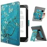 HoYiXi Universal Hülle für 6.8'' / 7' Paperwhite/Pocketbook/Tolino/Sony eReader Kompatibel mit/Kobo Clara HD/Kobo Clara 2E Leder Schutzhülle,6.8 Kindle Cover Case,Blume