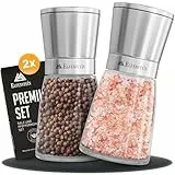 ELFENSTEIN Edelstahl Salz und Pfeffermühle Set mit Keramikmahlwerk - stufenlos einstellbar, Pfeffer und Salzmühle, Gewürzmühle, salt and pepper grinder, Mühlenset