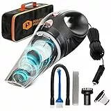 ThisWorx Beutellos Autostaubsauger mit LED-Licht – Handstaubsauger zur Auto-Reinigung – 110W 12V – Adapter zum Anschluss an den Zigarettenanzünder –4,9 m Kabel