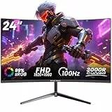 Great voell Curved Gaming Monitor 24 Zoll, 3000R, FHD 1080p, 100 Hz, FreeSync, HDR10, VA, 4000:1 Kontrastverhältnis