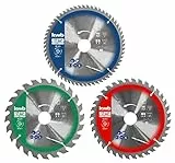 kwb 3-teiliges Kreissägeblatt-Set 165 x 20/16 für Handkreis-Sägen, f. Platten-Werkstoffe u. Baustoffe aus Holz inkl. Reduzier-Ringe auf 16 u. 20 mm