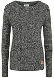 OXMO OXPhia Damen Strickpullover Grobstrick Pullover mit Rundhals-Ausschnitt 100% Baumwolle Regular fit, Größe:XL, Farbe:Black (799000)