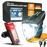 MIVELO Fahrradlicht Set LED I Fahrradlicht StVZO zugelassen - USB aufladbar & wasserdicht I Fahrrad Licht vorne & Fahrradllampe hinten I Fahrradbeleuchtung hell