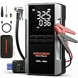 WOLFBOX 4000A Starthilfe mit 160PSI Kompressor, 12V Batterie-Booster, 65W Schnellladung, 88.8Wh Reifenfüller, LED-Anzeige für 10L Benzin-/Dieselmotoren, LED-Licht, Starthilfekabel